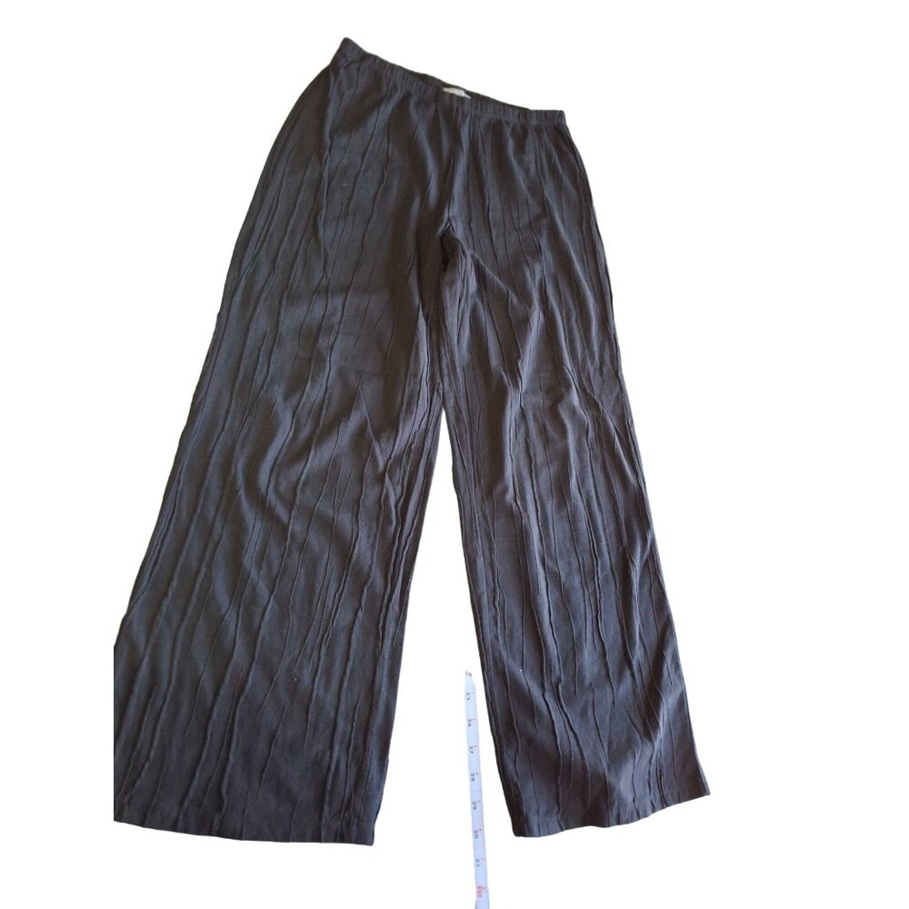 Habits Elastic Waist Textured Wide Leg Pants Womens Small Black
